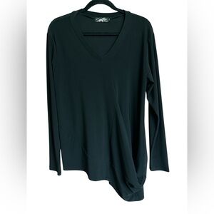 Sympli Stretch Long Sleeve Assymetrical Lagenlook Tunic Top Womens Black 12